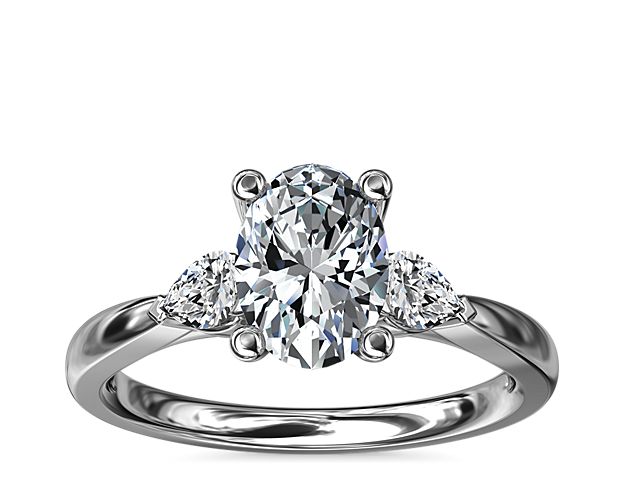 Pear Sidestone Diamond Engagement Ring in 14k White Gold (1/4 ct. tw.)