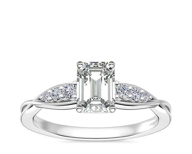 Delicate Twist Petite Diamond Engagement Ring in 14k White Gold (1/10 ct. tw.)