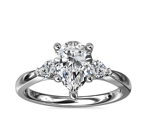 Pear Sidestone Diamond Engagement Ring in 14k White Gold (1/4 ct. tw.)