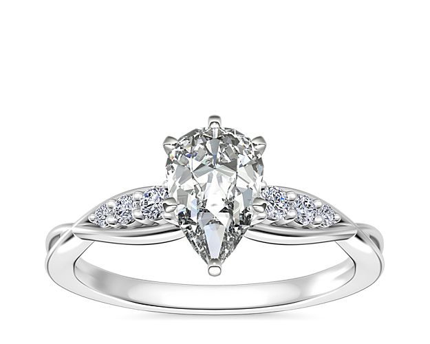 Delicate Twist Petite Diamond Engagement Ring in 14k White Gold (1/10 ct. tw.)