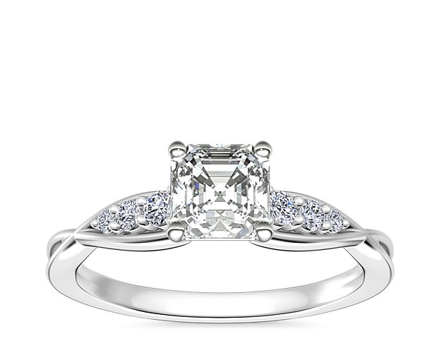 Delicate Twist Petite Diamond Engagement Ring in 14k White Gold (1/10 ct. tw.)
