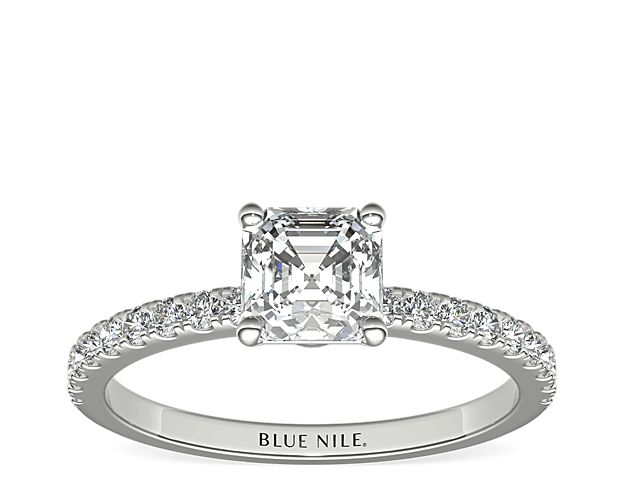Petite Pavé Diamond Engagement Ring in 14k White Gold (1/4 ct. tw.)