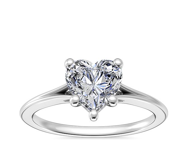Petite Split Shank Solitaire in 14k White Gold