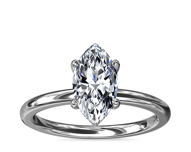 Solitaire Plus Hidden Halo Diamond Engagement Ring in 14k White Gold