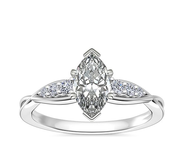 Delicate Twist Petite Diamond Engagement Ring in 14k White Gold (1/10 ct. tw.)