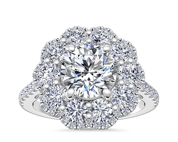 Vintage Diamond Halo Engagement Ring in 14k White Gold (5/8 ct. tw.)