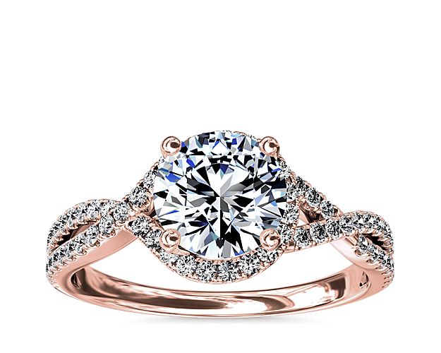 Twisted Halo Diamond Engagement Ring in 14k Rose Gold (1/3 ct tw.)