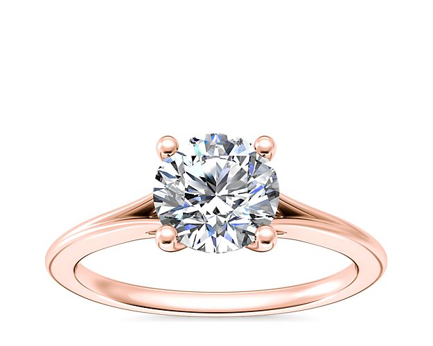 Petite Split Shank Solitaire in 14k Rose Gold