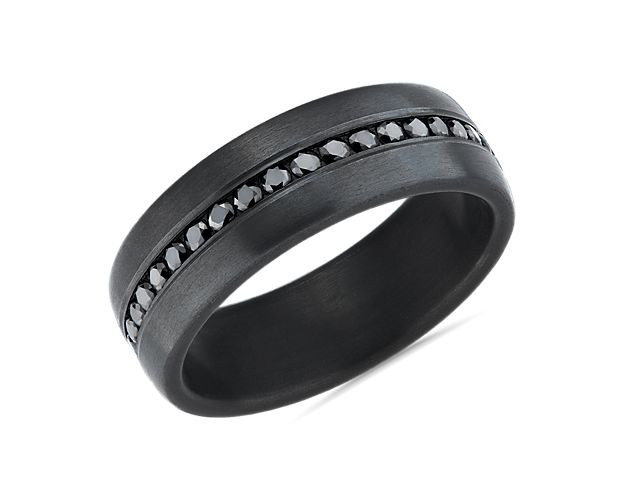 Satin Finish Black Diamond Wedding Ring in Dark Tantalum (7.5 mm, 3/8 ct. tw.)
