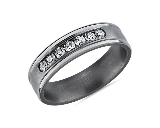 Channel-Set Satin Finish Diamond Ring in Tantalum (6 mm, 3/8 ct. tw.)