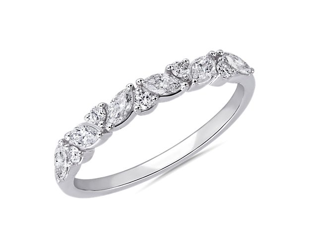 Angled Marquise Cluster Ring in 14k White Gold (1/3 ct. tw.)
