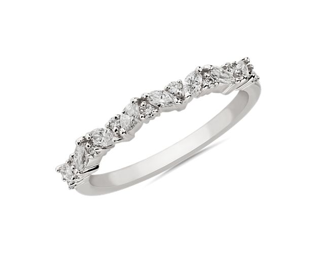 Diagonal Marquise Cluster Diamond Ring in 14k White Gold (1/3 ct. tw.)