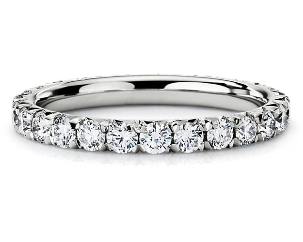 French Pavé Diamond Eternity Ring in Platinum (1 ct. tw.)