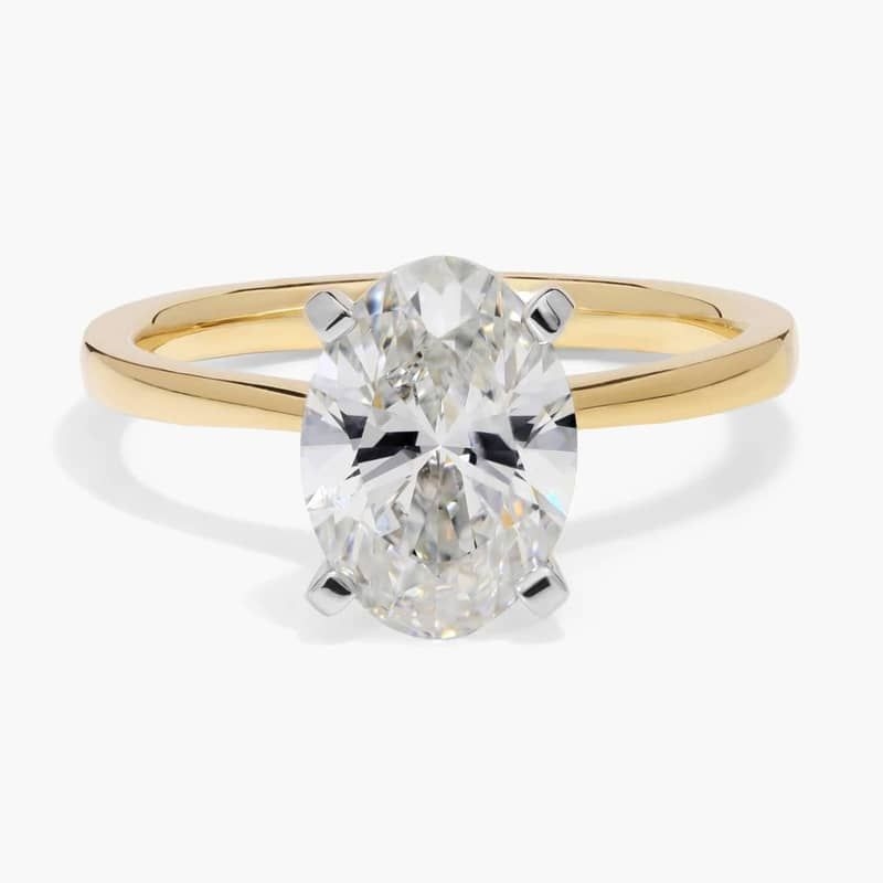 2 CT. GIA Certified Oval Lab Created Diamond Petite Solitaire Engagement Ring in 14k Yellow Gold