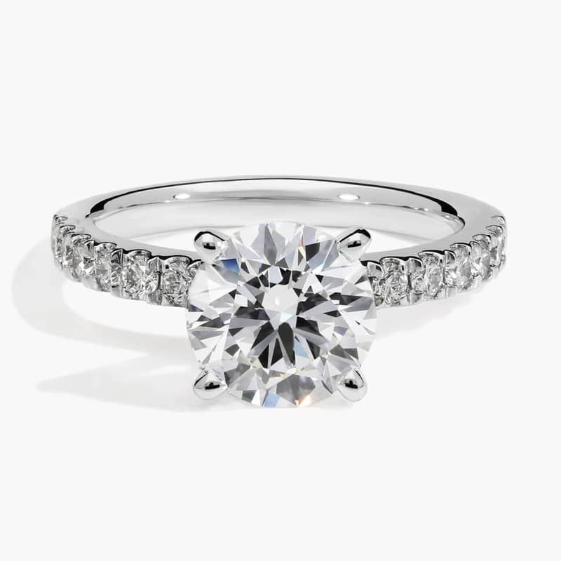 2 CT. GIA Certified Round Lab Created Diamond Scalloped Pavé Diamond Engagement Ring in Platinum (3/8 ct. tw.)