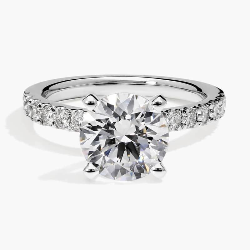 2 1/2 CT. GIA Certified Round Lab Created Diamond Scalloped Pavé Diamond Engagement Ring in Platinum (3/8 ct. tw.)