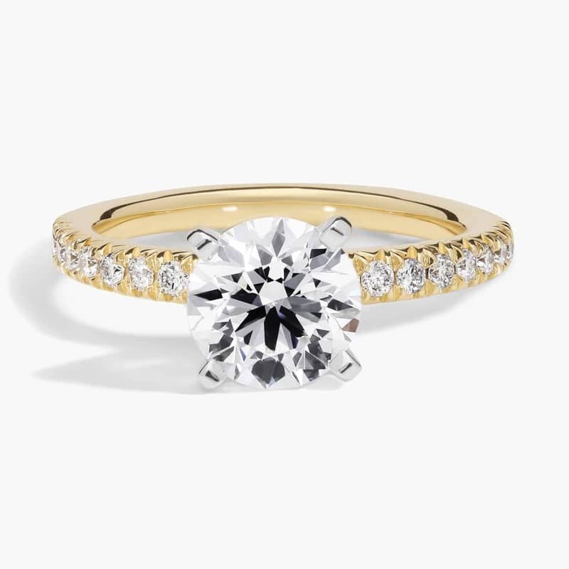 1 1/2 CT. GIA Certified Round Lab Created Diamond French Pavé Diamond Engagement Ring in 14k Yellow Gold (1/4 ct. tw.)