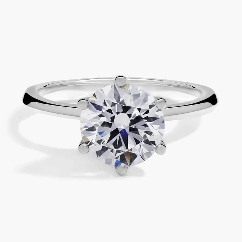 2 CT. GIA Certified Round Lab Created Diamond Petite Nouveau Six-Prong Solitaire Engagement Ring in 14k White Gold