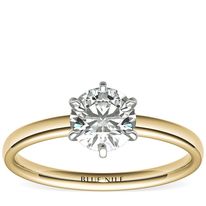Six-Prong Low Dome Comfort Fit Solitaire Engagement Ring in 18k Yellow Gold (2mm)